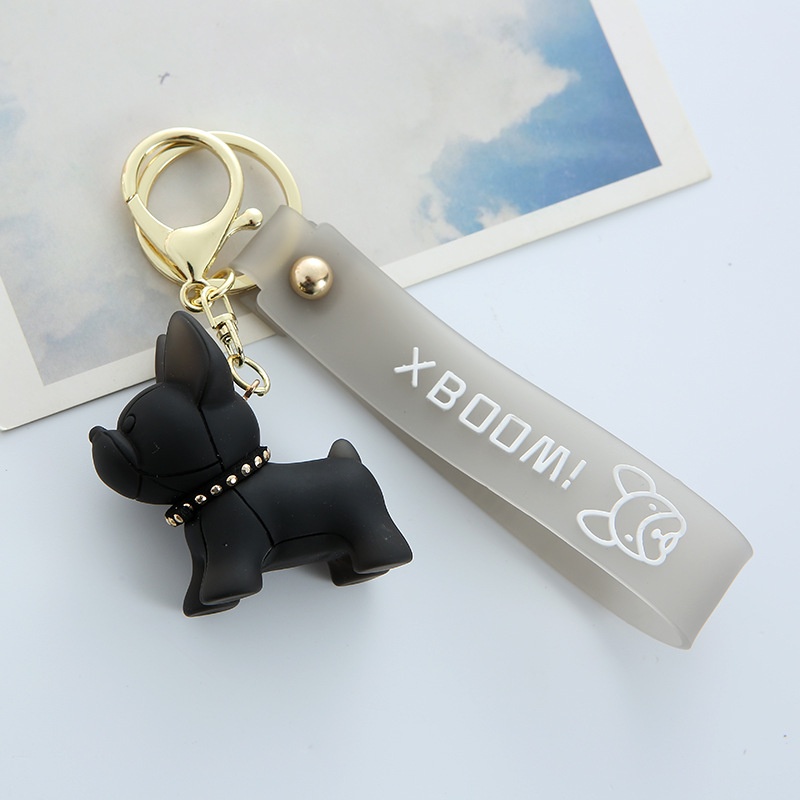 Móc khóa hình chó bulldog dễ thương, móc chìa khoá keychain cún dog nhiều màu PKDANH