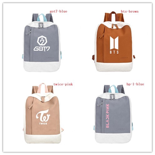 Balo thời trang new fan travel backpack bts blackpink got7 twice Korea bags Sinh viên Mới Cặp đi học