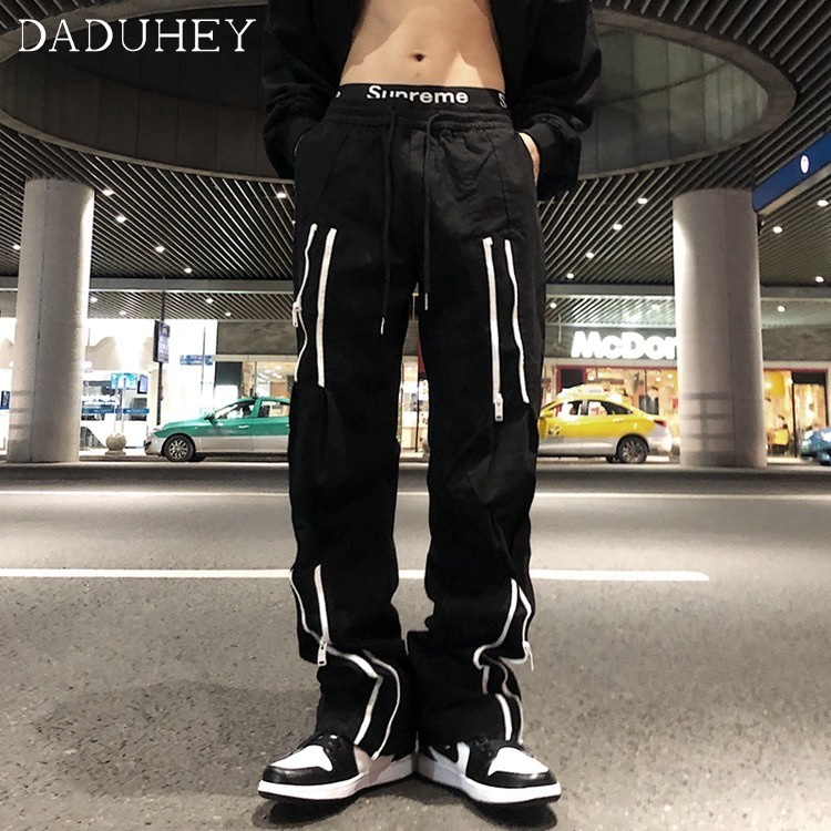 DaDuHey Men's Autumn Trendy Korean Wild Loose Track Pants Ins High Street Fashion Zipper Casual Pants