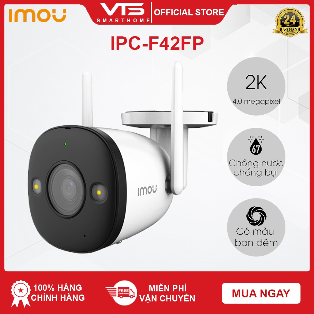 CAMERA IP WIFI IMOU IPC- F42FP Độ phân giải 4.0MP - Chuẩn chống nước IP67 - Tầm xa hồng ngoại 30m