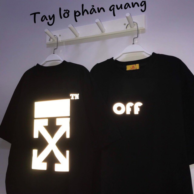 Áo Thun Tay Lỡ phản quang OFFFFF Cotton 75%, Form rộng Unisex Phản Quang 7 Màu Đa Sắc
