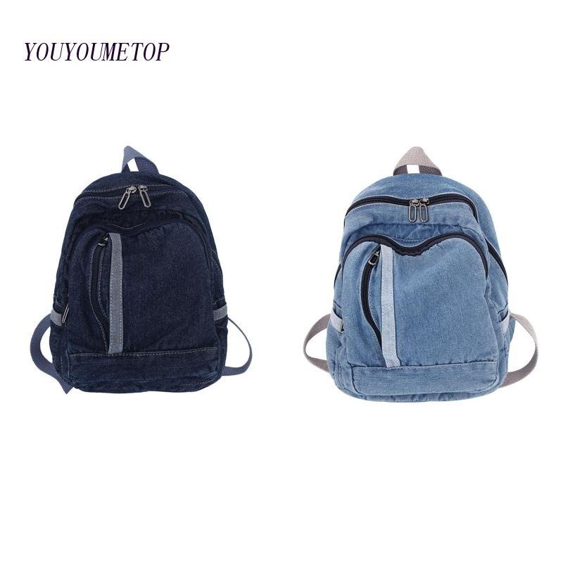 Youyo Ba Lô Jean Xanh Dương Dễ Phối Đồ Cho Nữ Ví