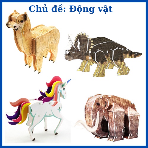 Mô Hình Lắp Ghép Con Vật 3D Bằng Giấy Xốp, Đồ chơi lắp ráp cho bé 6 tuổi+