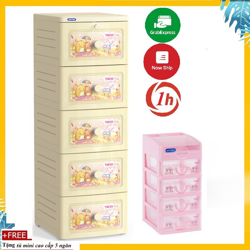 Tủ nhựa Duy Tân Tano 5 ngăn - TẶNG TỦ MINI