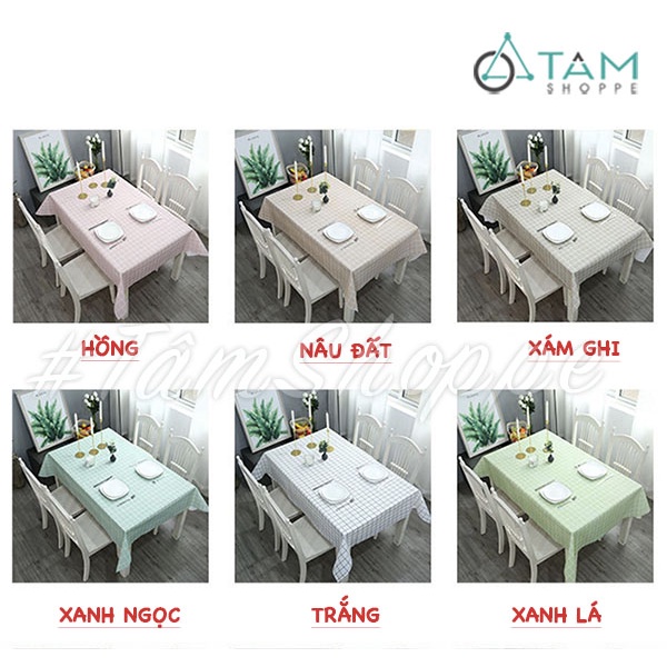 [CHỐNG THẤM - ĐƯỢC CHỌN MÀU] Khăn trải bàn ăn họa tiết caro đơn giản Plastic chống thấm 137x180cm KTBA-02