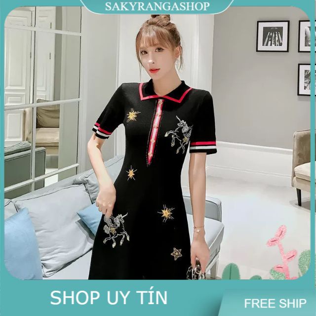 ĐẦM LEN THÊU NGỰA CAO CẤP