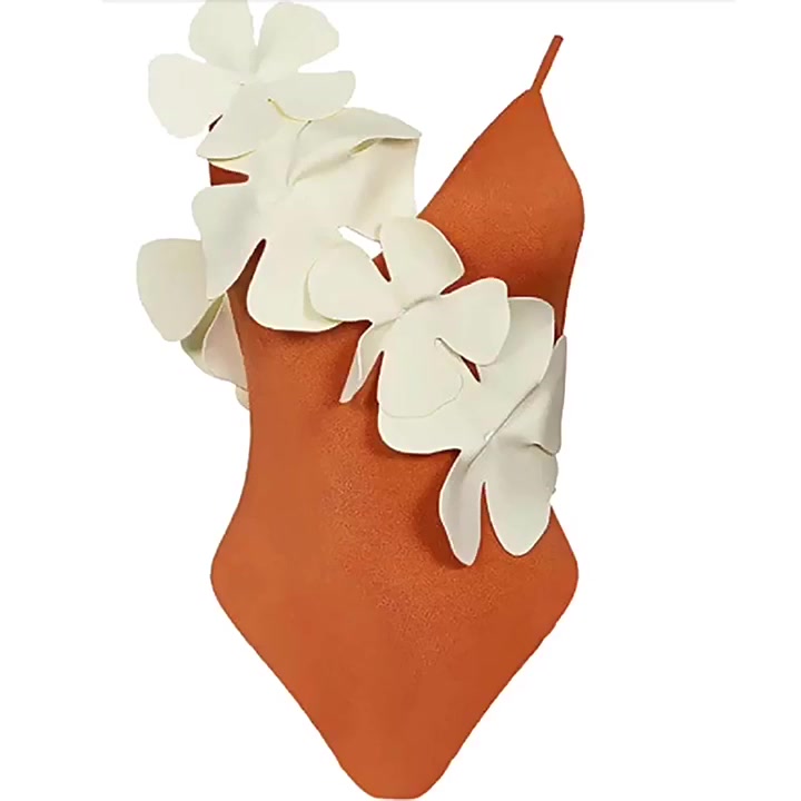 Bikini đi biển kín đáo 1 mảnh liền với hình dạng hoa bất đối xứng phụ đồ bơi nữ | BigBuy360 - bigbuy360.vn