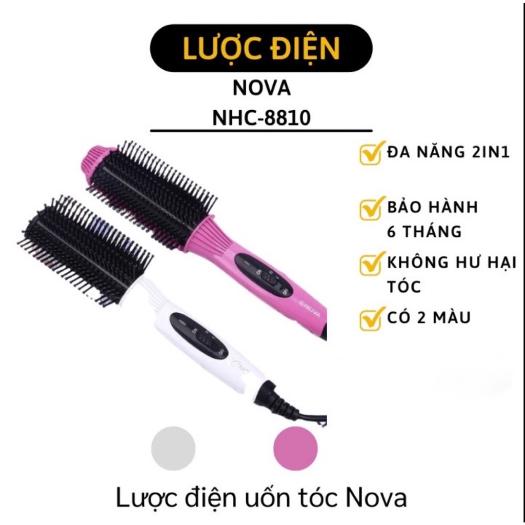 Lược điện uốn tóc đa năng Nova NHC-8810 làm xoăn, uốn phồng, sấy cúp tóc đa chức năng Cao Cấp