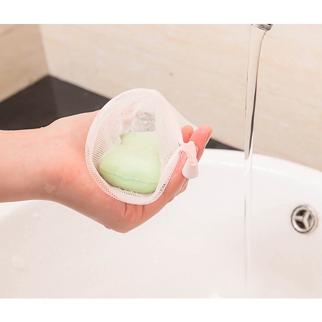 Túi Lưới Đựng Xà Phòng Tạo Bọt Tiện Lợi, Túi Tạo Bọt Có Dây Rút Soap Foaming Mesh Bag (loại 2 lớp dày dặn) - LAI'S STORE