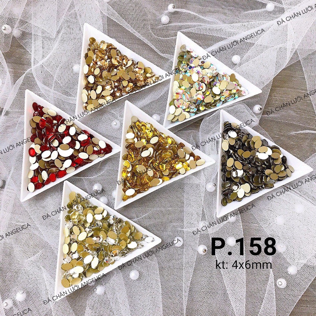 Túi 10 Viên Đá Nail Chân Bằng Hình Bầu Dục Trang Trí Móng ANGELICA P158