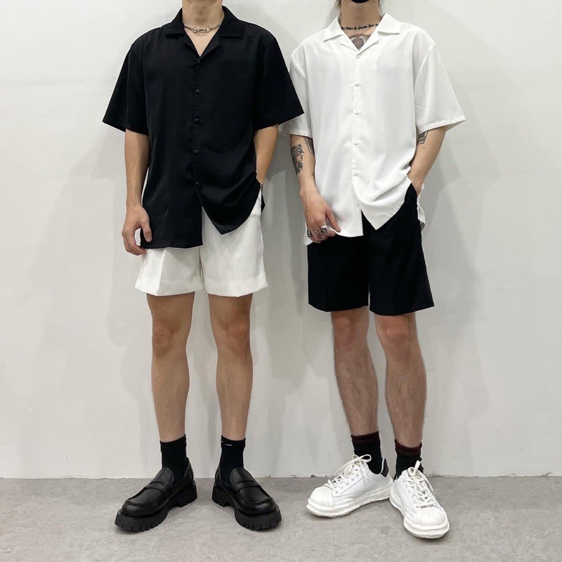 áo sơmi trơn cổ vest