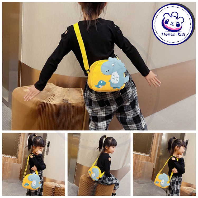 [THOMAS KIDS] Túi trẻ em Khủng long dễ thương Túi thời trang mầm non Unisex Phim hoạt hình đeo chéo Túi quà