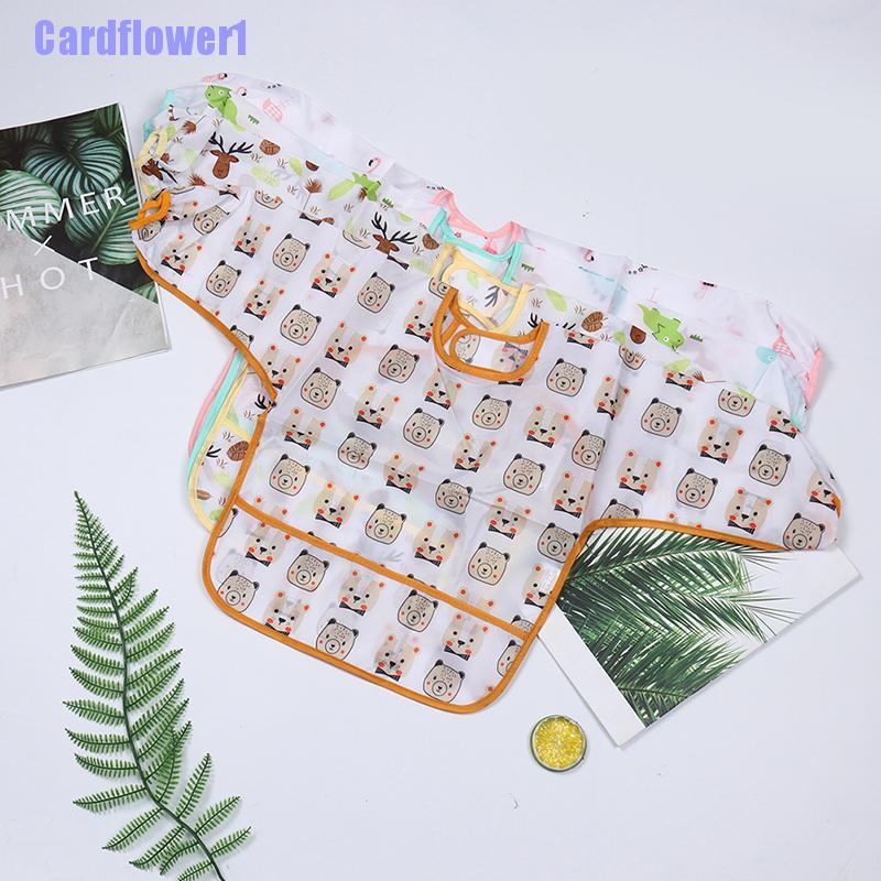 Yếm Ăn Tay Dài Chống Thấm Nước Họa Tiết Nghệ Thuật Kèm Túi Cho Bé