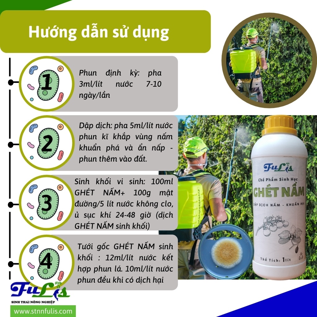 Chế Phẩm Sinh Học Phòng Trị Nấm Khuẩn Hại GHÉT NẤM Cho Hoa Lan, Hồng, Cây Ăn Quả, Rau Màu Chính Hãng Giá Rẻ - stnnfulis