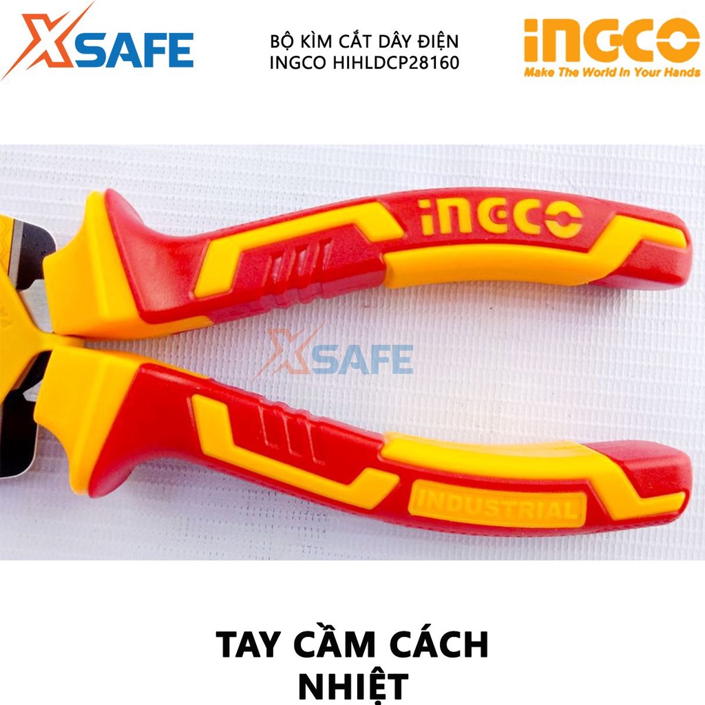 Kìm cắt cách điện INGCO HIHLDCP28160 | kìm cách điện Chiều dài kìm 6&quot; (160mm) Tay cầm cách điện lên đến 1000V cắt