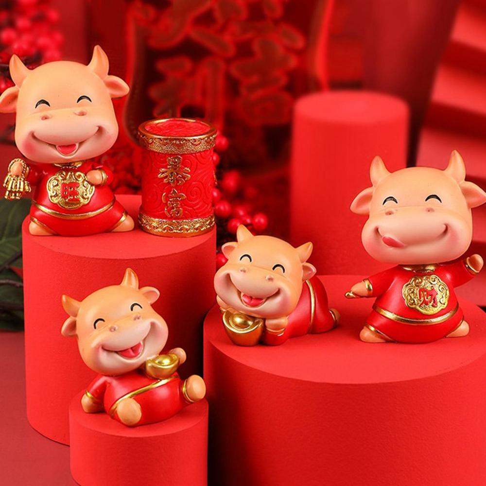 YIYU Mô Hình Bò Sữa Bằng Nhựa Resin Để Bàn Trang Trí Phòng Khách