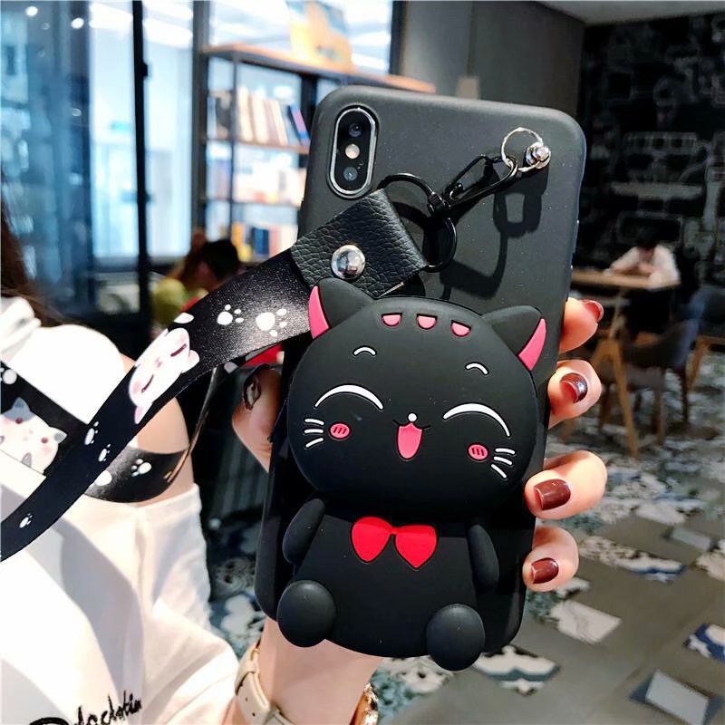 Ốp điện thoại TPU mềm có đế đỡ túi khí hoạt hình dễ thương cho OPPO A5 A9 2020 A3S A5S A7  A71 A83