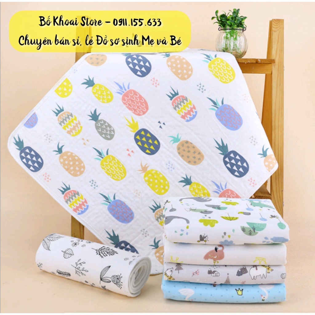 Tấm lót chống thấm Organic 6 lớp - Tấm lót thay bỉm 50*70cm - Bố Khoai Store