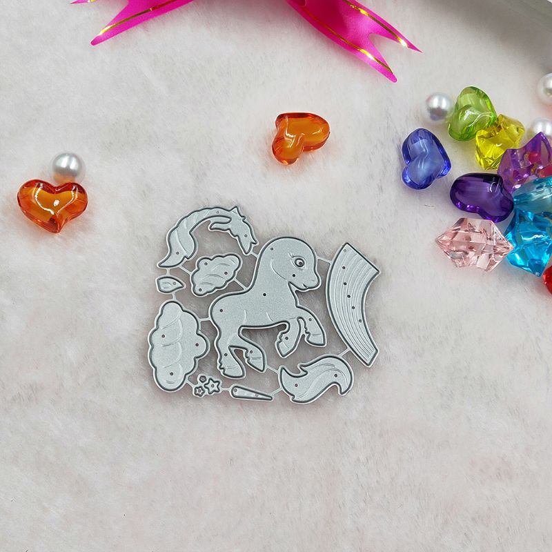 QQ Khuôn Cắt Giấy Kim Loại Hình Ngựa Cầu Vồng Xinh Xắn