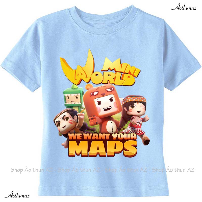 Áo thun trẻ em in hình game Mini World nhiều màu - Cotton Thái M2450