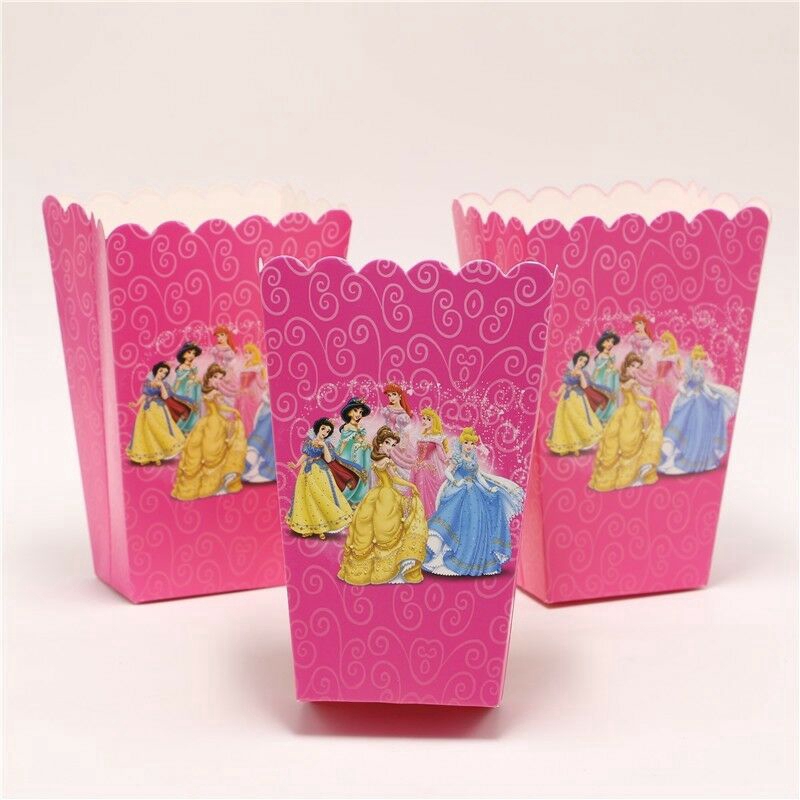 Bộ 6 hộp đựng bắp rang thiết kế in hình kỳ lân/frozen/mickey/minnie/ngựa/người nhện cho trẻ em