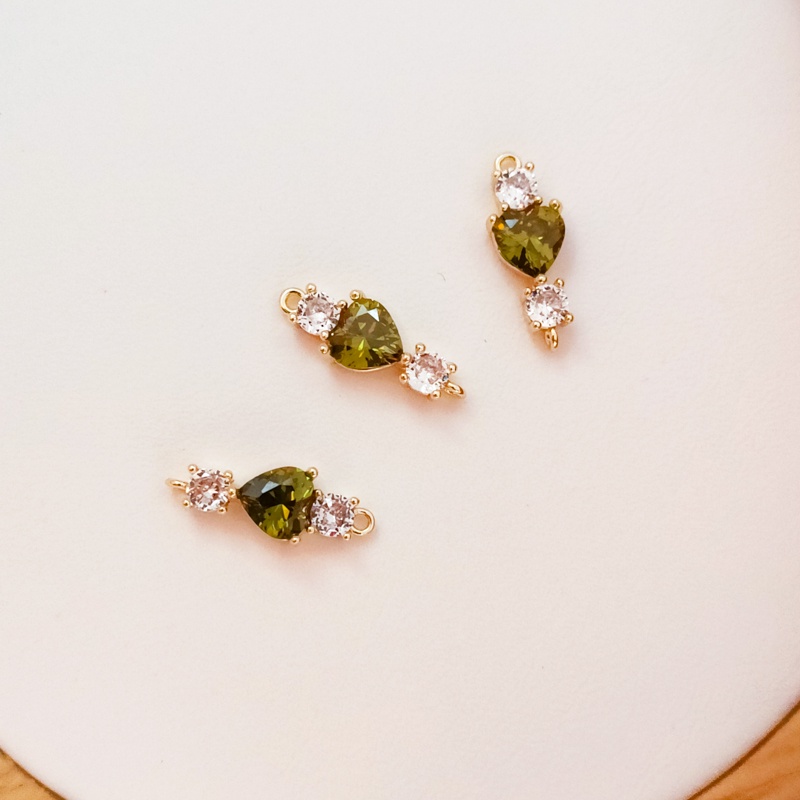 Mặt Dây Chuyền Hình Trái Tim Đính Đá Zircon Màu Vàng Đồng 14k Sang Trọng diy