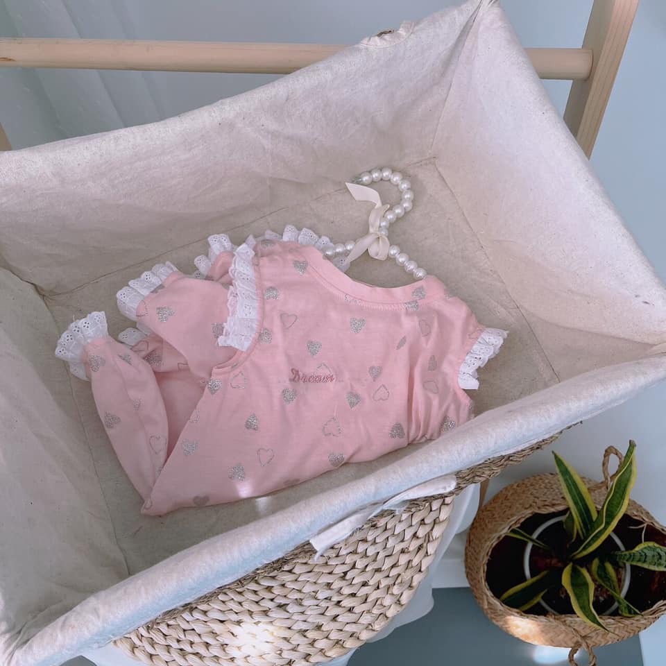 ☘️☘️ Váy cotton hoạ tiết trái tim cho bé
