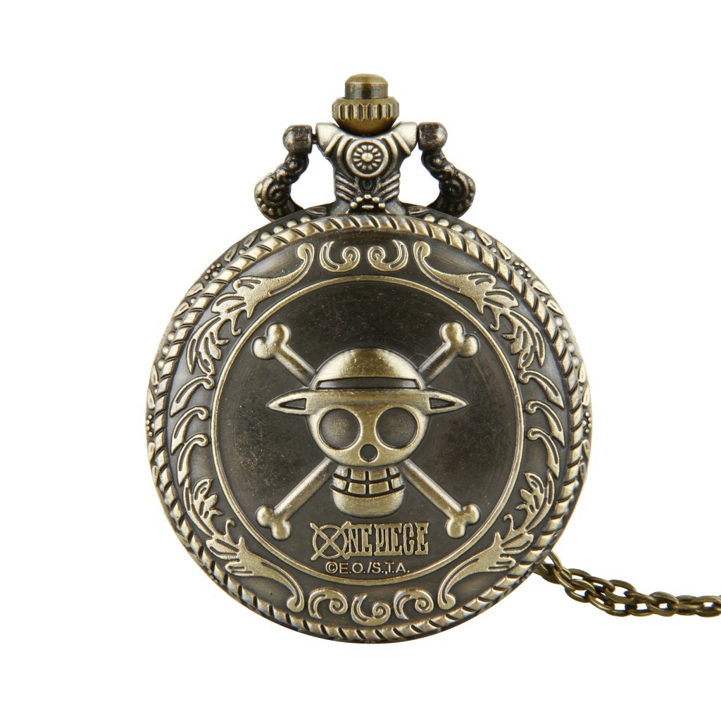Đồng Hồ Quả Quýt Chạm Nổi Hình Đầu Lâu One Piece Bằng Đồng 1082