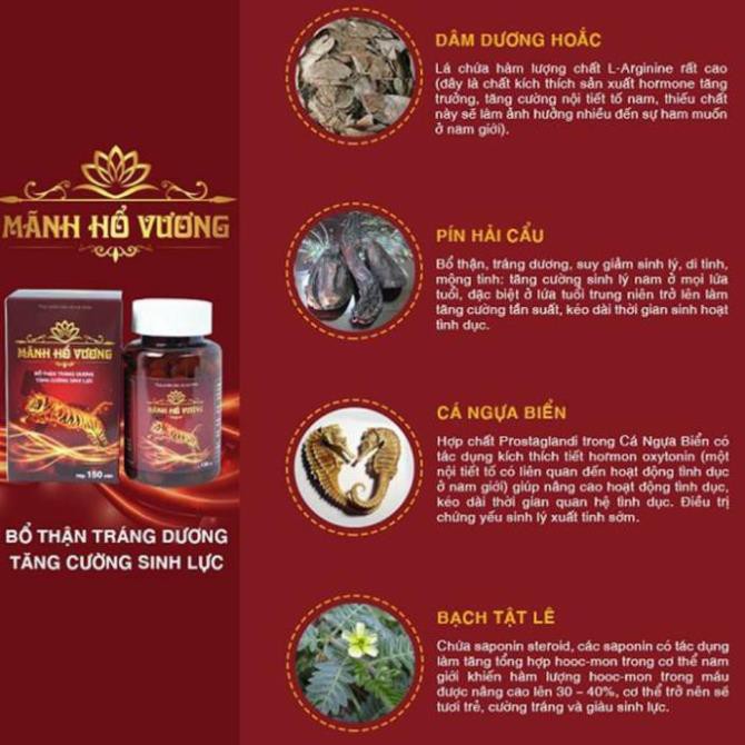 Viên uống sinh lý nam Mãnh Hổ Vương bổ thận cường dương, viên uống hỗ trợ yếu sinh lý hộp 150 viên | BigBuy360 - bigbuy360.vn