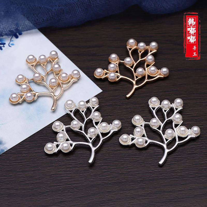 Cành Hoa Hạt Trai 4.5 *4.6 cm - Phụ kiện đính túi ví, nơ, hoa cài áo Handmade
