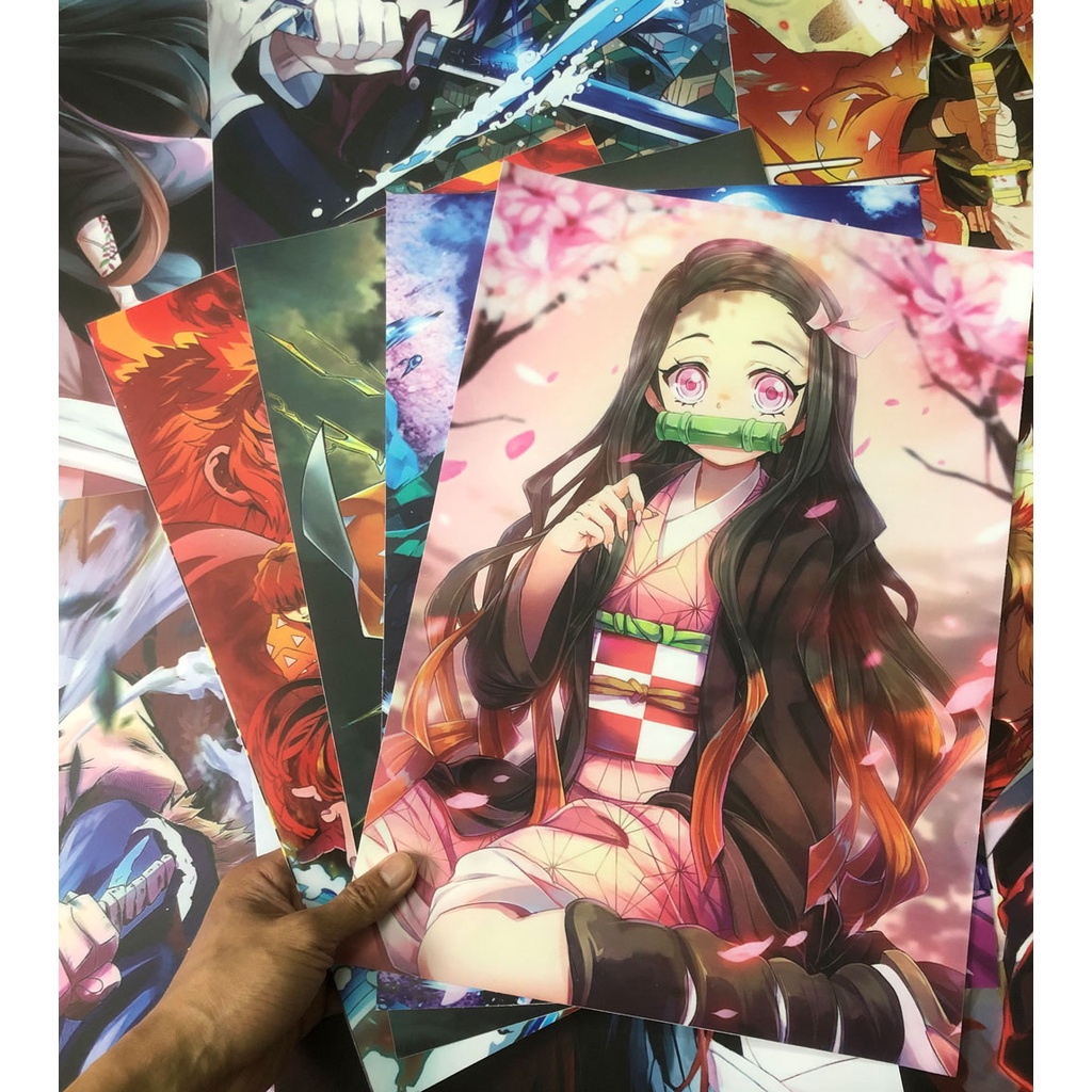 Poster Anime Kimetsu No Yaiba Dán Tường chất liệu Decal bóc dán Khổ A3 - Tranh trang trí nội thất, bàn máy tính