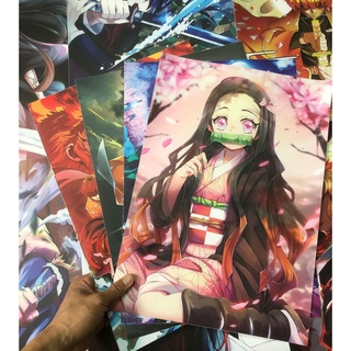 Poster Anime Kimetsu No Yaiba Dán Tường chất liệu Decal bóc dán Khổ A3 - Tranh trang trí nội thất, bàn máy tính