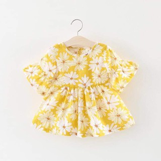 Váy Đầm Babydoll Bé Gái Hoa Cúc Vàng Dễ Thương