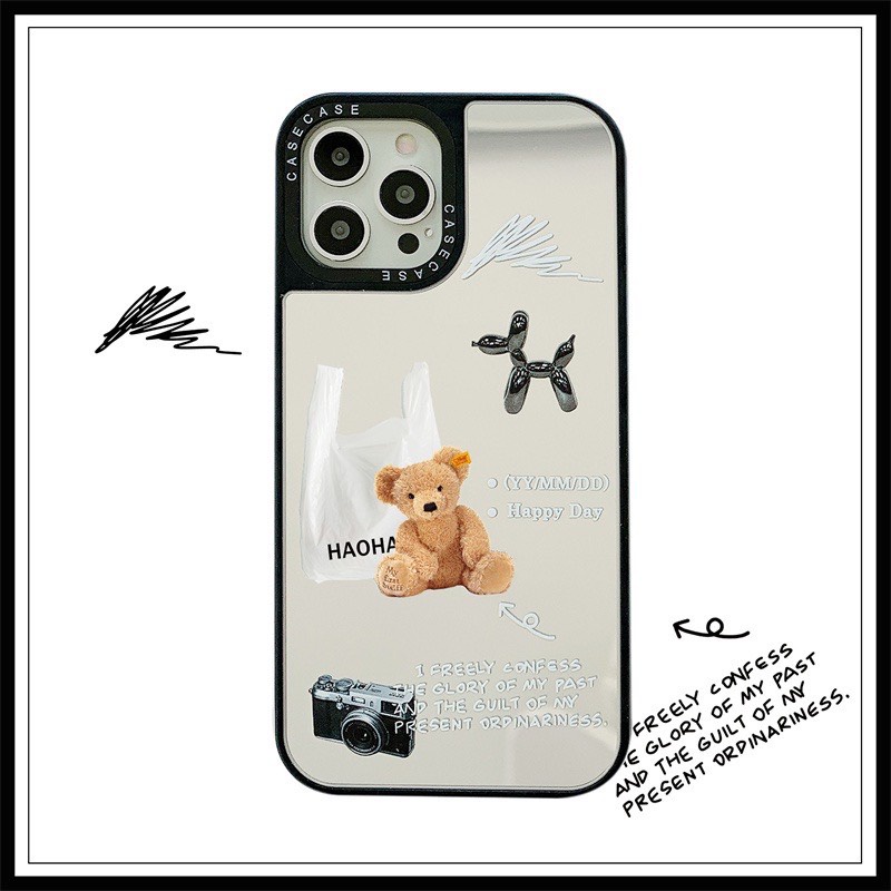 Ốp Lưng Iphone Gấu Teddy Lưng Kính 7,8Plus,x,xs,xsmax,11,11ProMax,12,12Promax,13,13Promax