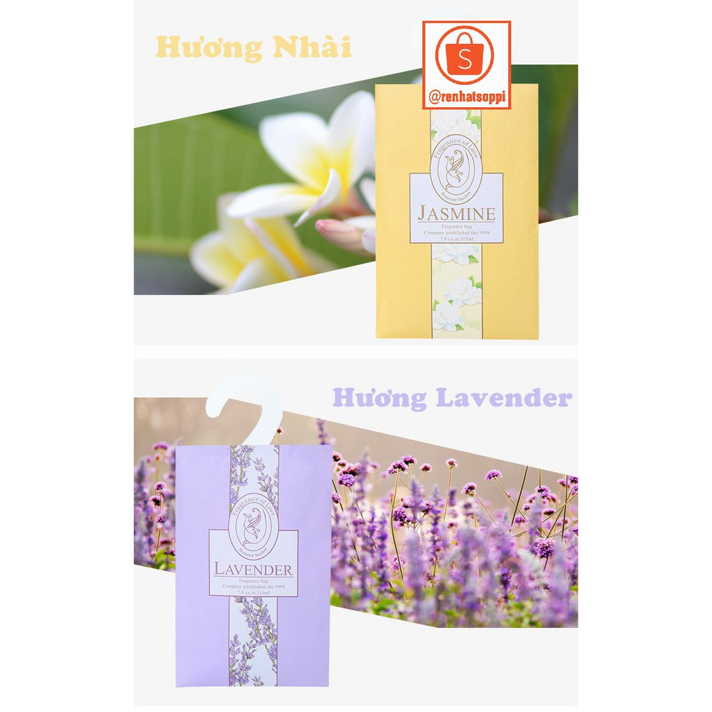 Túi thơm treo tủ quần áo, treo phòng, xe hơi mùi hương lavender, hoa hồng, hoa nhài