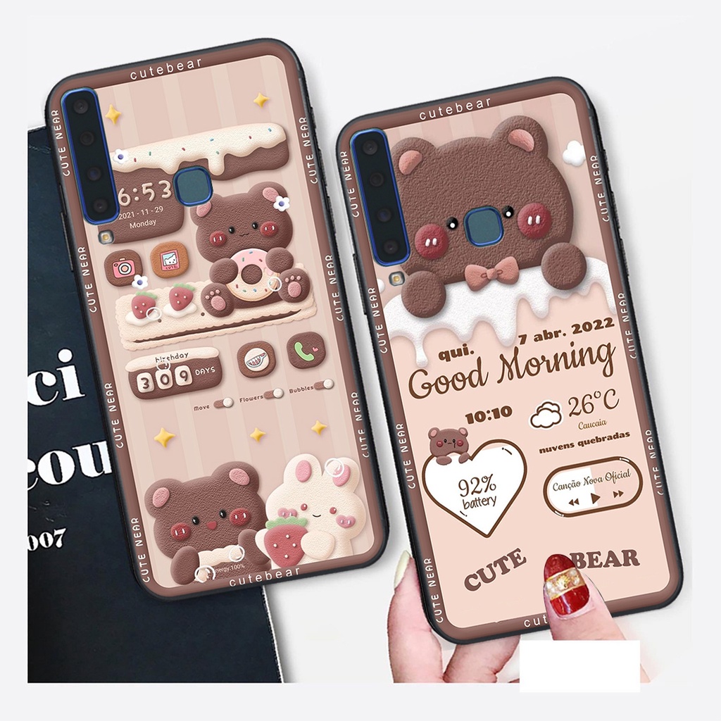 Ốp lưng Samsung Galaxy A9 2018 in hình Gấu nâu - hồng, Gấu Be@rick  cực CUTE, DỄ THƯƠNG