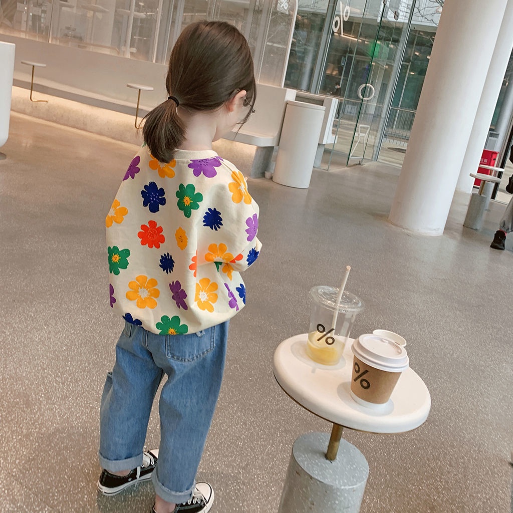 Áo Sweater In Hoa Phong Cách Hàn Quốc Thời Trang Xuân Thu Mới Cho Bé Gái