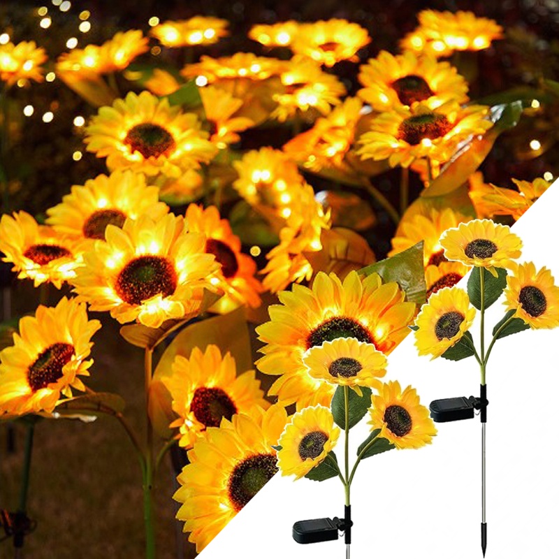 Đèn LED Năng Lượng Mặt Trời Hình Hoa Hướng Dương Chống Thấm Nước Trang Trí Lối Đi Sân Vườn