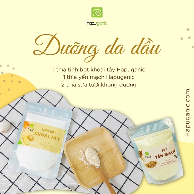 Tinh Bột Khoai Tây Nguyên Chất HaPu Organic Mặt Nạ Thiên Nhiên Dưỡng Trắng Da