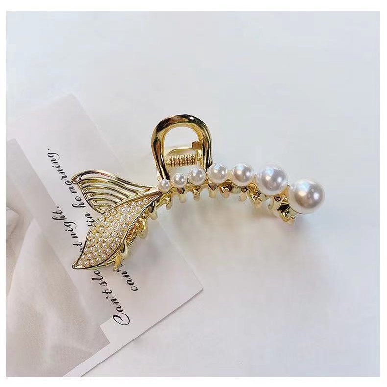 Kẹp tóc càng cua nữ hình đuôi cá đính hạt trai kim loại bền đẹp thời trang Hàn Quốc, Lémi accessories