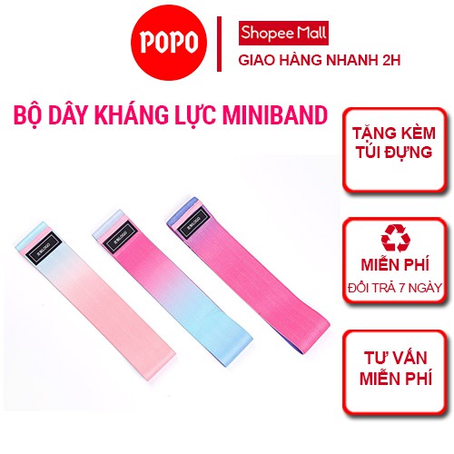 Dây tập mông MiniBand YGB2set POPO Màu loang bộ 3 trong tập GYM YOGA