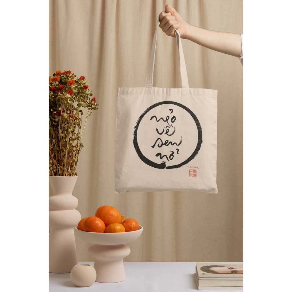 TÚI VẢI BỐ, VẢI CANVAS CAO CẤP THƯ PHÁP THIỀN SƯ THÍCH NHẤT HẠNH