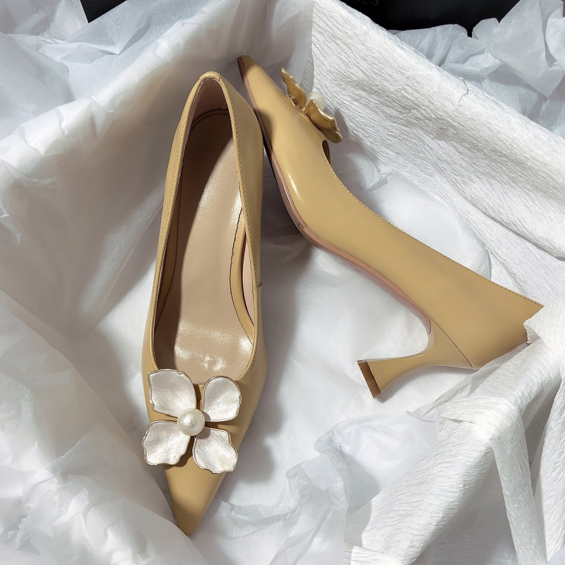 Giày Cao Gót Họa Tiết Hoa Phong Cách Retro Pháp Mới 2022 Cho Phù Dâu