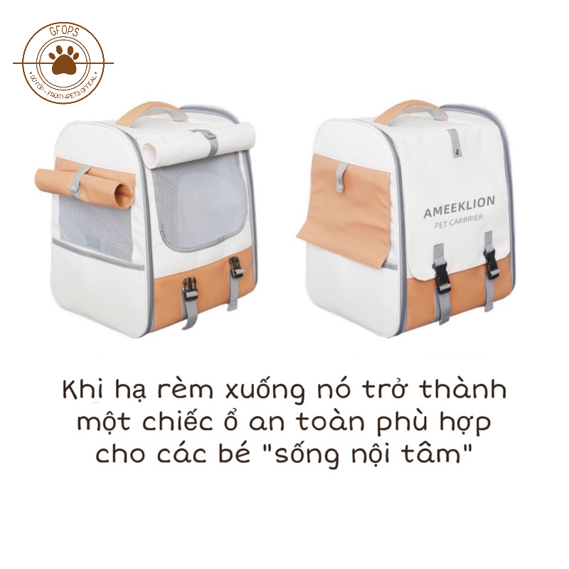 Vali kết hợp balo vận chuyển cao cấp cho chó mèo- Balo vali lưới thoáng khi - 4pets offical
