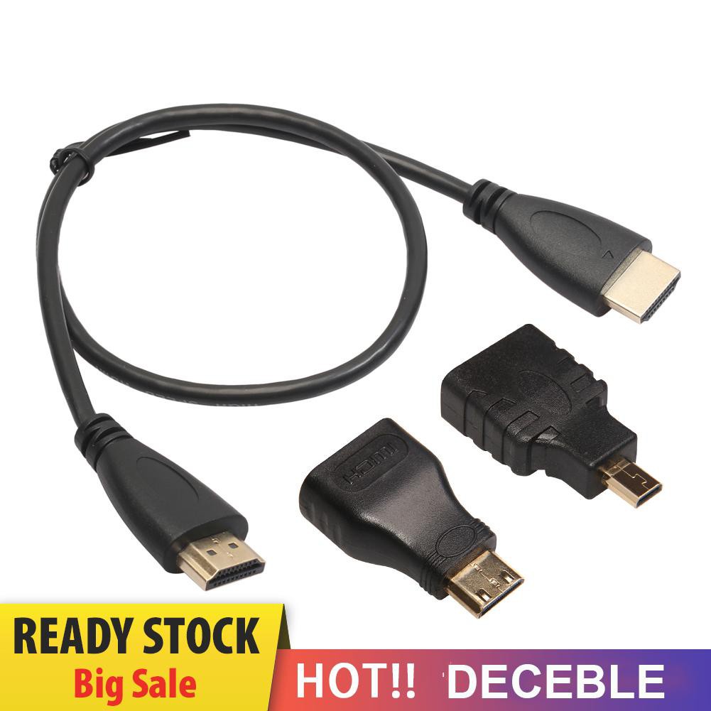 Deceble High Speed HDMI-compatible to HDMI-compatible Male Cable + Micro HDMI-compatible Adaptor+ Mini HDMI-compatible