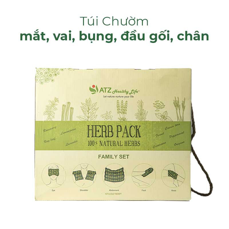 Túi Chườm Thảo Mộc ATZ Healthy Life Bộ Gia Đình Gồm Túi chườm Mắt, Vai, Bụng, Đầu Gối, Chân