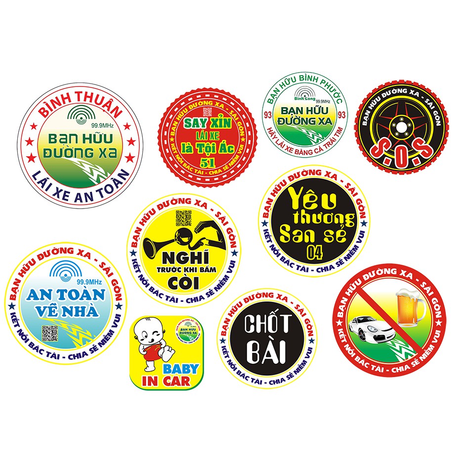 STICKER hình dán logo BẠN HỮU ĐƯỜNG XA, nhiều kích cỡ