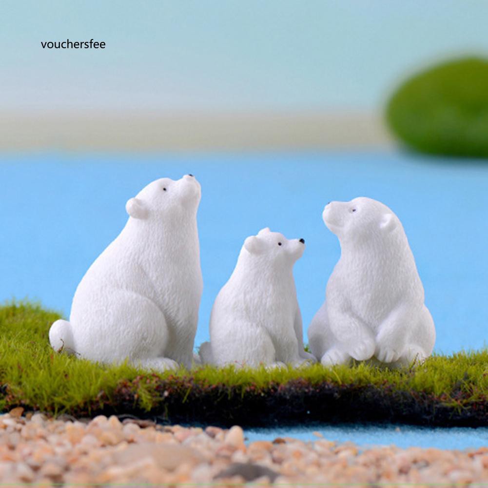 Set 2 mô hình gấu xinh xắn bằng nhựa dùng để trang trí tiểu cảnh / cây cảnh