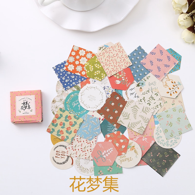 Hộp 40 Miếng Dán Mini Bằng Giấy Họa Tiết Dễ Thương Trang Trí Sổ Tay/ Đồ Thủ Công DIY