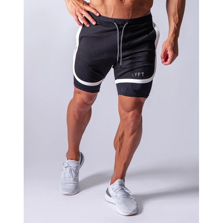 Quần short 2 lớp tập gym, thể thao nam LYFT